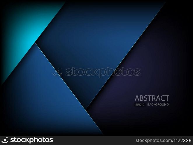 Blue vector background geometric overlap layer on silver and black space for background design
