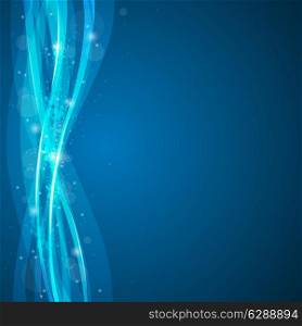 Blue vector background with abstract lines and glow