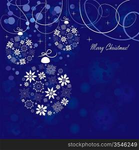 Blue vector candy background with Christmas design ball