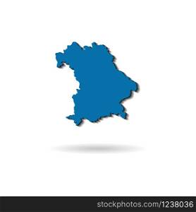 blue vector map of bavaria with shadow on a white background