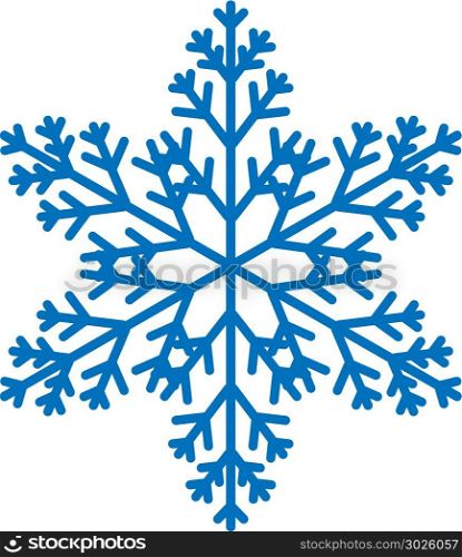 Blue vector snowflake isolated on white background. Flat icon with christmas and winter theme. Simple snow symbol illustration.. Blue ornate vector snowflake isolated on white background. Flat icon with christmas and winter theme. Simple snow symbol illustration.