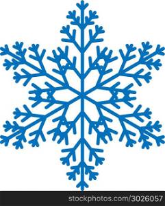 Blue vector snowflake isolated on white background. Flat icon with christmas and winter theme. Simple snow symbol illustration.. Blue ornate vector snowflake isolated on white background. Flat icon with christmas and winter theme. Simple snow symbol illustration.