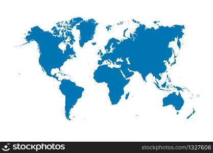 Blue vector world map on a white background.