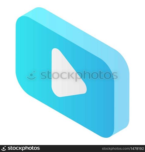 Blue video button icon. Isometric of blue video button vector icon for web design isolated on white background. Blue video button icon, isometric style