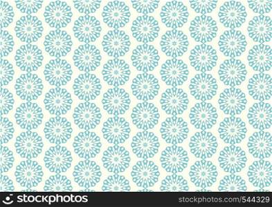 Blue Vintage blossom and modern shape pattern on pastel background. Classic bloom pattern style for design