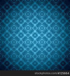 Blue wallpaper pattern seamless design with floral elements