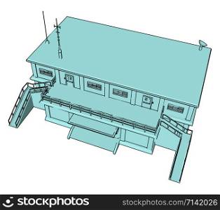 Blue warehouse, illustration, vector on white background.