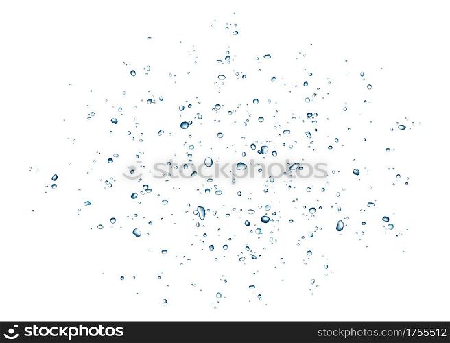 Blue water drops isolated on white background. Vector texture.