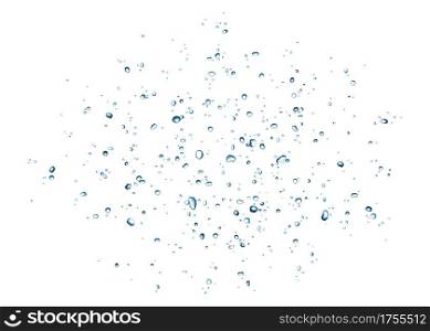 Blue water drops isolated on white background. Vector texture.