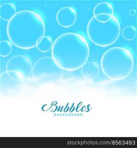blue water or soap floating bubbles background design