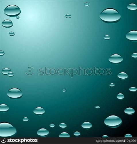 blue water surface with droplets and light reflection