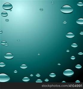 blue water surface with droplets and light reflection