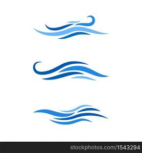 Blue water wave icons set object isolated on white background design vector illustration.
