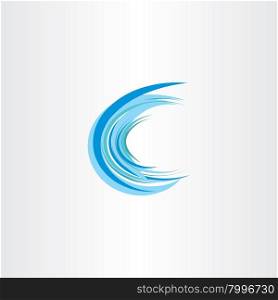 blue water wave letter c vector icon logo