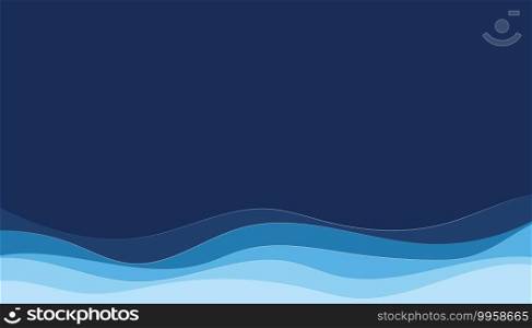 Blue water wave line deep sea pattern background banner vector illustration with copy space.