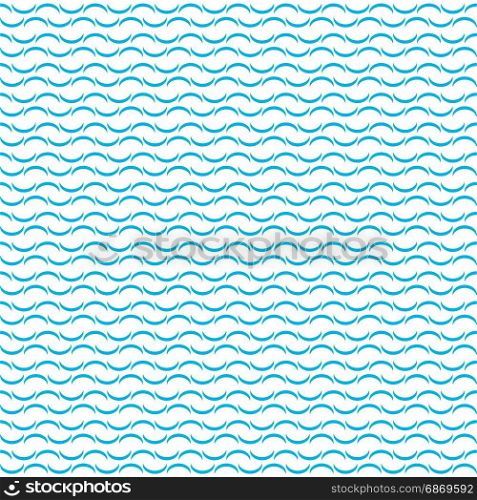 Blue water wavy waves pattern on white background. Abstract Vector Illustration.