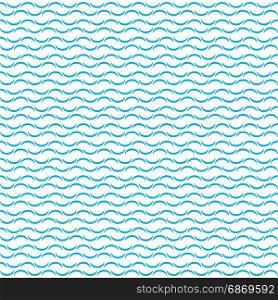 Blue water wavy waves pattern on white background. Abstract Vector Illustration.