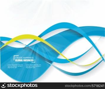 Blue wave business abstract background, vector template
