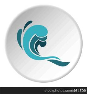 Blue wave icon in flat circle isolated vector illustration for web. Blue wave icon circle