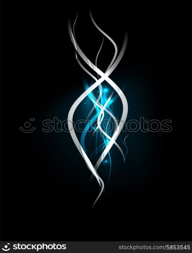 Blue wave in dark space. Blue dynamic waves in dark space. Vector illustration. Abstract background