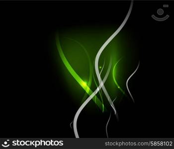 Blue wave in dark space. Blue wave in dark space. Vector illustration. Abstract background