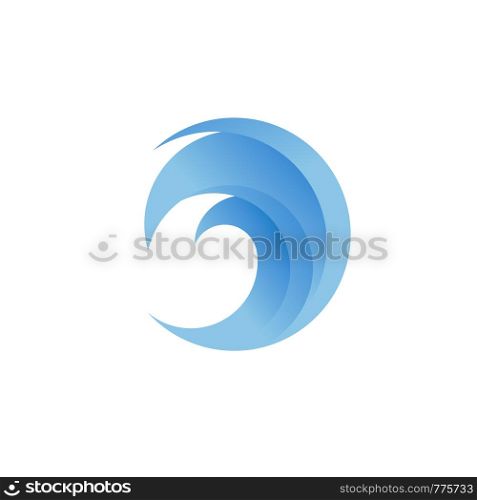 Blue Wave Logo Vector. Wave In Circle Shape