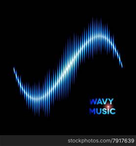 Blue wave shaped sound or music waveform