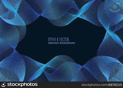 Blue wave vector background for business presentation, brochure or flyer design. Blue smoke on dark background.. Blue wave vector background for business presentation, brochure or flyer design. Blue smoke on dark background. Vector