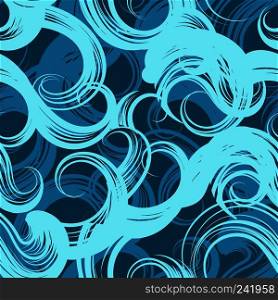 Blue waves seamless pattern. Vector illustration