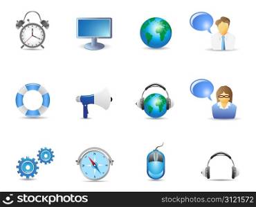 Blue website and internet icons for web design