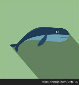 Blue whale icon. Flat illustration of blue whale vector icon for web design. Blue whale icon, flat style