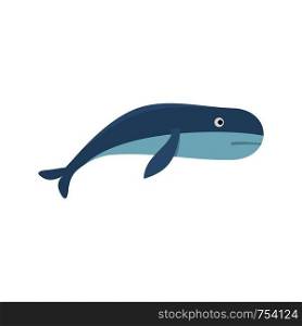 Blue whale icon. Flat illustration of blue whale vector icon for web isolated on white. Blue whale icon, flat style