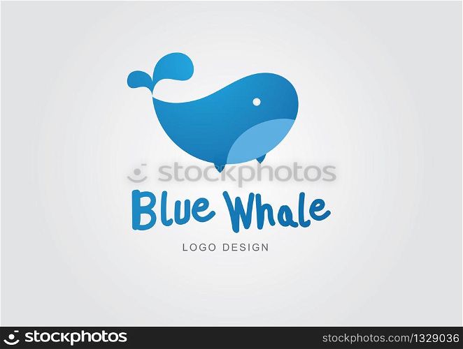 blue whale logo design vector