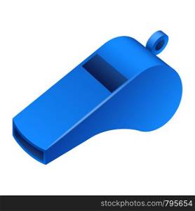 Blue whistle icon. Realistic illustration of blue whistle vector icon for web design. Blue whistle icon, realistic style
