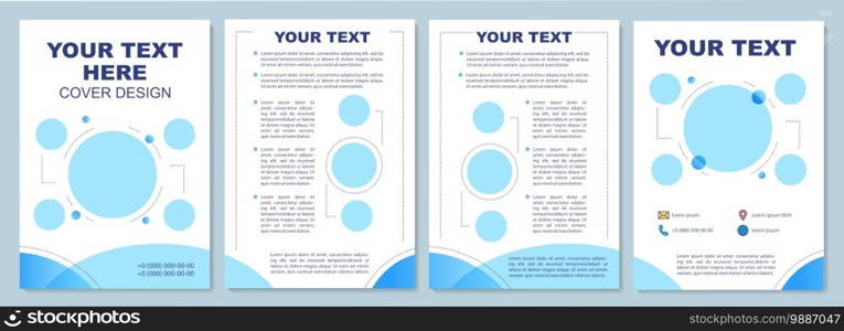 Blue, white brochure template with text circles. Creative presentation. Flyer, booklet, leaflet print, cover design with text space. Vector layouts for magazines, annual reports, advertising posters. Blue, white brochure template with text circles