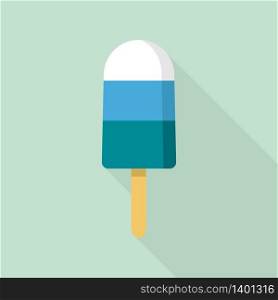 Blue white popsicle icon. Flat illustration of blue white popsicle vector icon for web design. Blue white popsicle icon, flat style