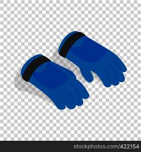 Blue winter ski gloves isometric icon 3d on a transparent background vector illustration. Blue winter ski gloves isometric icon