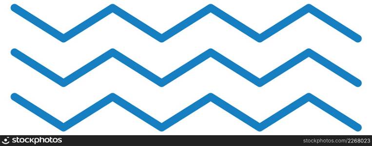 Blue zig zag lines. Simple geometric motif isolated on white background. Blue zig zag lines. Simple geometric motif