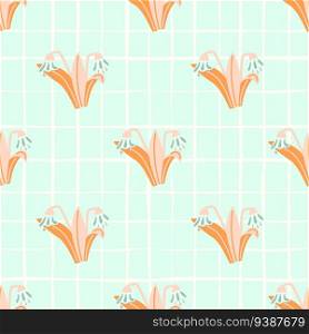 Bluebells and≤aves seam≤ss pattern. Lily botanical wallpaper. V∫a≥spring floral for texti≤pr∫, wrapπng paper, cover. Summer garden design. Vector illustration. Bluebells and≤aves seam≤ss pattern. Lily botanical wallpaper.