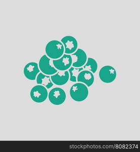 Blueberry icon. Gray background with green. Vector illustration.
