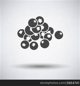 Blueberry icon on gray background with round shadow. Vector illustration.