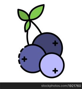 Blueberry icon. Outline blueberry vector icon color flat isolated on white. Blueberry icon color outline vector