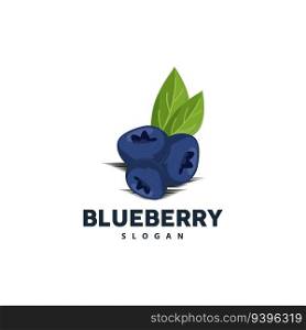 Blueberry Logo, Garden Farm Fresh Fruit Vector, Elegant Simple Design, Symbol Illustration Template