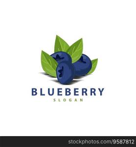 Blueberry Logo, Garden Farm Fresh Fruit Vector, Elegant Simple Design, Symbol Illustration Template