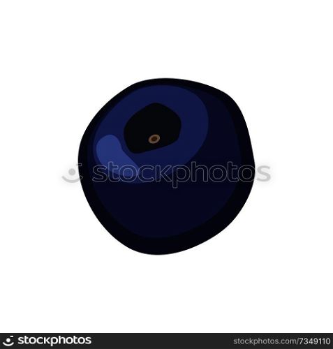 Blueberry ripe organic fruit isolated on white background. Berry of blue color vector illustration, tasty healthy one blackberry in realistic design. Blueberry Ripe Organic Fruit Isolated on White