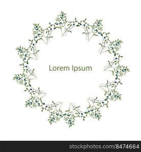 Blueberry round frame on white, Lorem Ipsum stock vector illustration