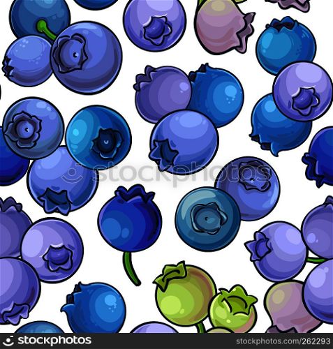 blueberry vector pattern on white background. blueberry vector pattern