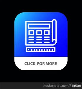 Blueprint, Blue, Print, Website, Web Mobile App Button. Android and IOS Line Version