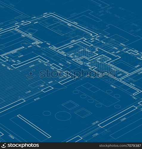 Blueprint. Blueprint Vector Architectural drawing on blue background.