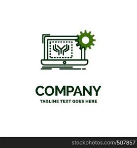 Blueprint, circuit, electronics, engineering, hardware Flat Business Logo template. Creative Green Brand Name Design.